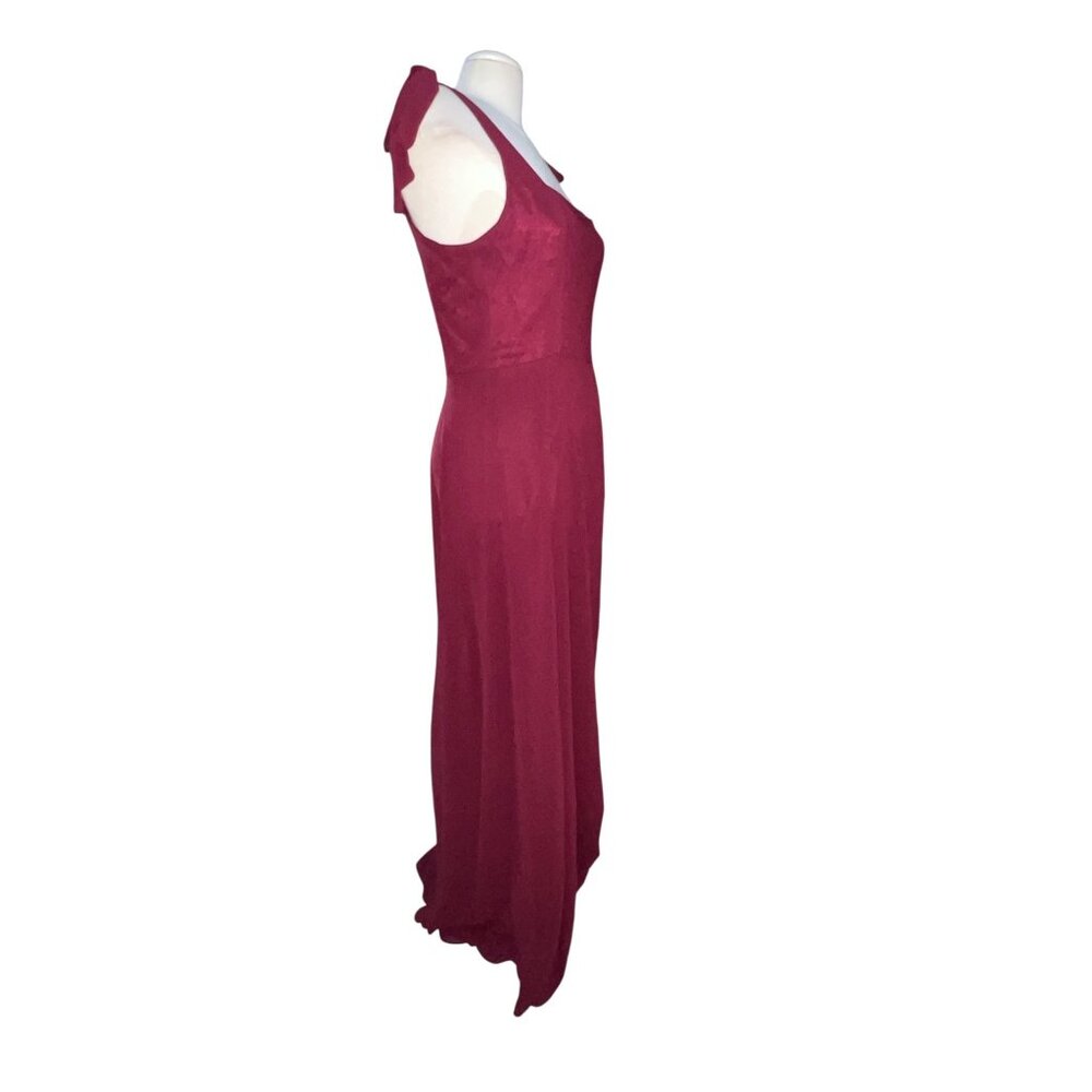 Lulus Summer Invite Wine Red Tie-Strap Tiered Maxi Dress Sz Medium Burgundy Red - Picture 12 of 12